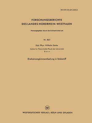 cover image of Drehstromglimmentladung in Stickstoff